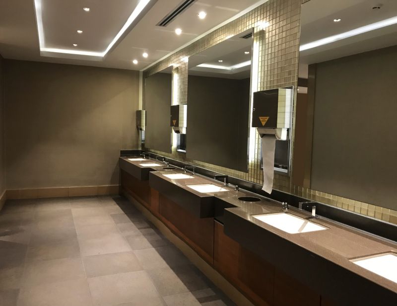 Backlit Mirror and Recessed Lighting